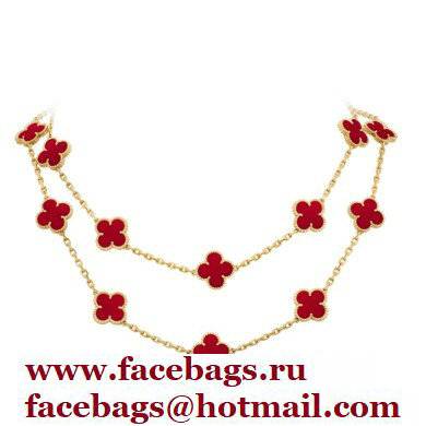 Van Cleef  &  Arpels Onyx Vintage Alhambra Necklace red/gold
